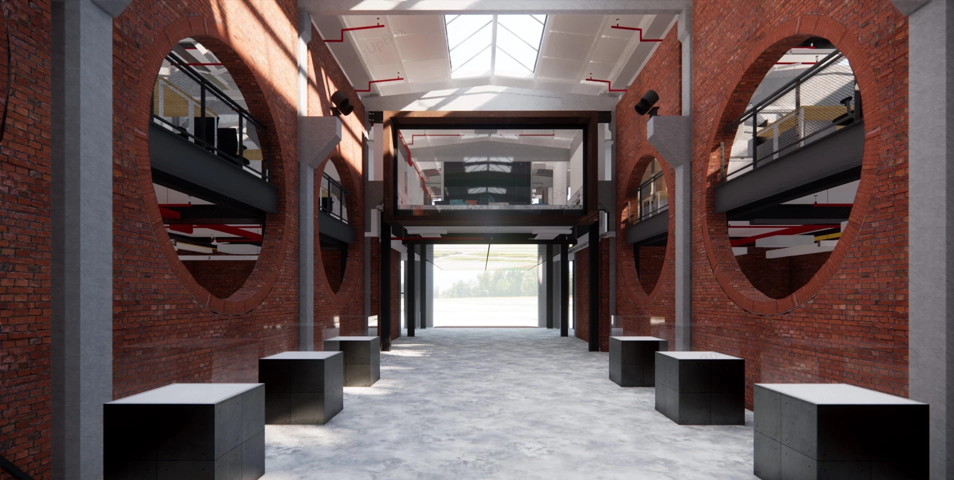 Industrial Style Office Design sketchup model preview - SketchupBox