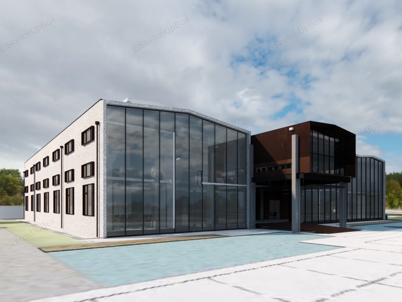 Industrial Style Office Design sketchup model preview - SketchupBox