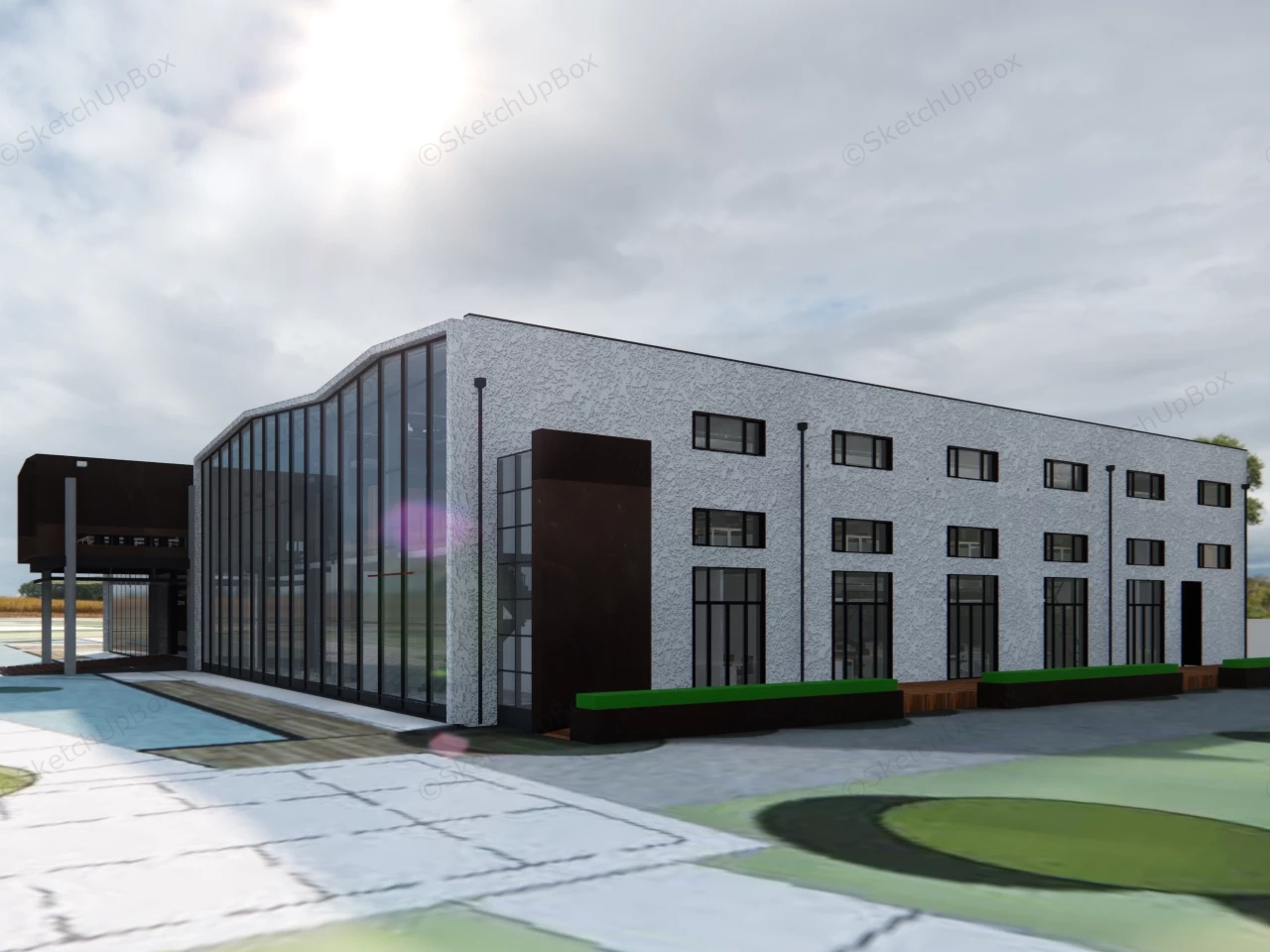 Industrial Style Office Design sketchup model preview - SketchupBox