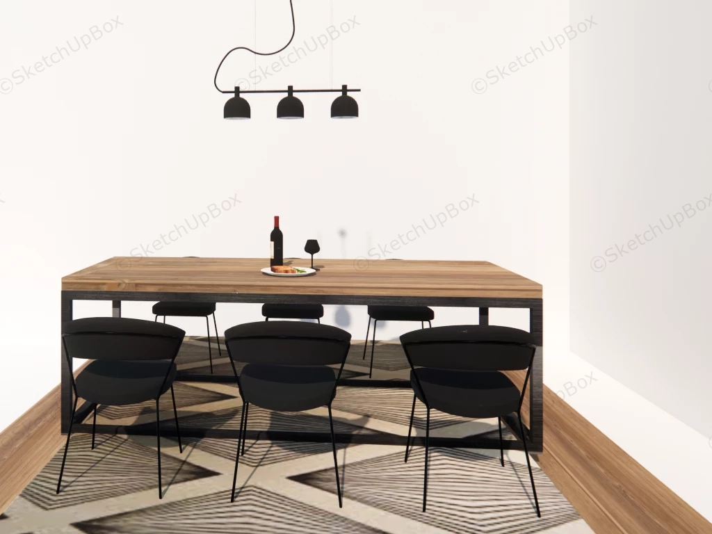 Rustic Industrial Dining Set sketchup model preview - SketchupBox