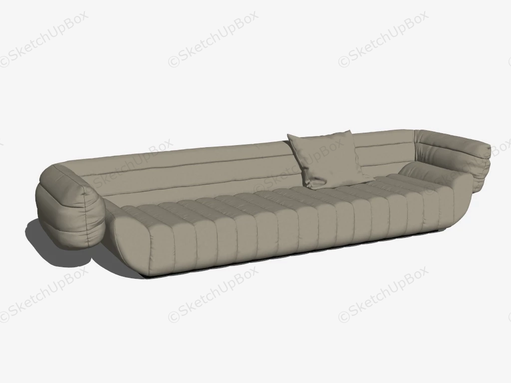 Cream Leather Sofa Living Room sketchup model preview - SketchupBox
