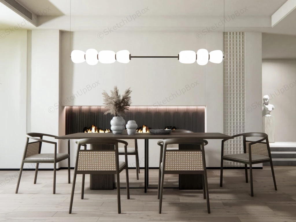 Dining Room With Fireplace Idea sketchup model preview - SketchupBox