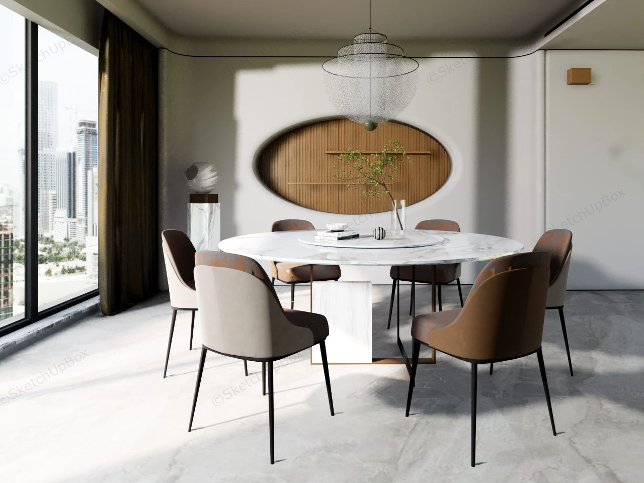 Dining Room With Accent Wall Design sketchup model preview - SketchupBox