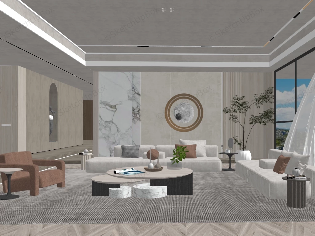 Modern Living Room Home Interior Design sketchup model preview - SketchupBox