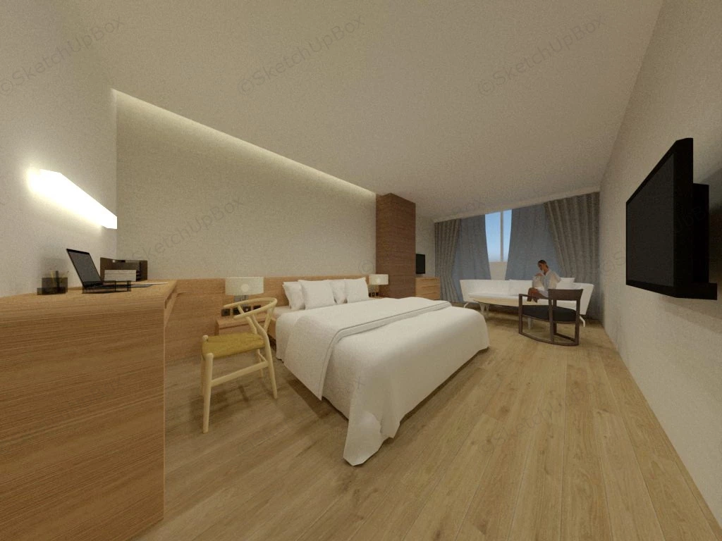 Deluxe Single Room Design sketchup model preview - SketchupBox