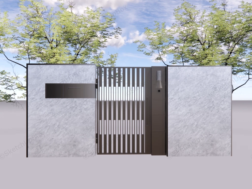 Residential Courtyard Entry Gate sketchup model preview - SketchupBox