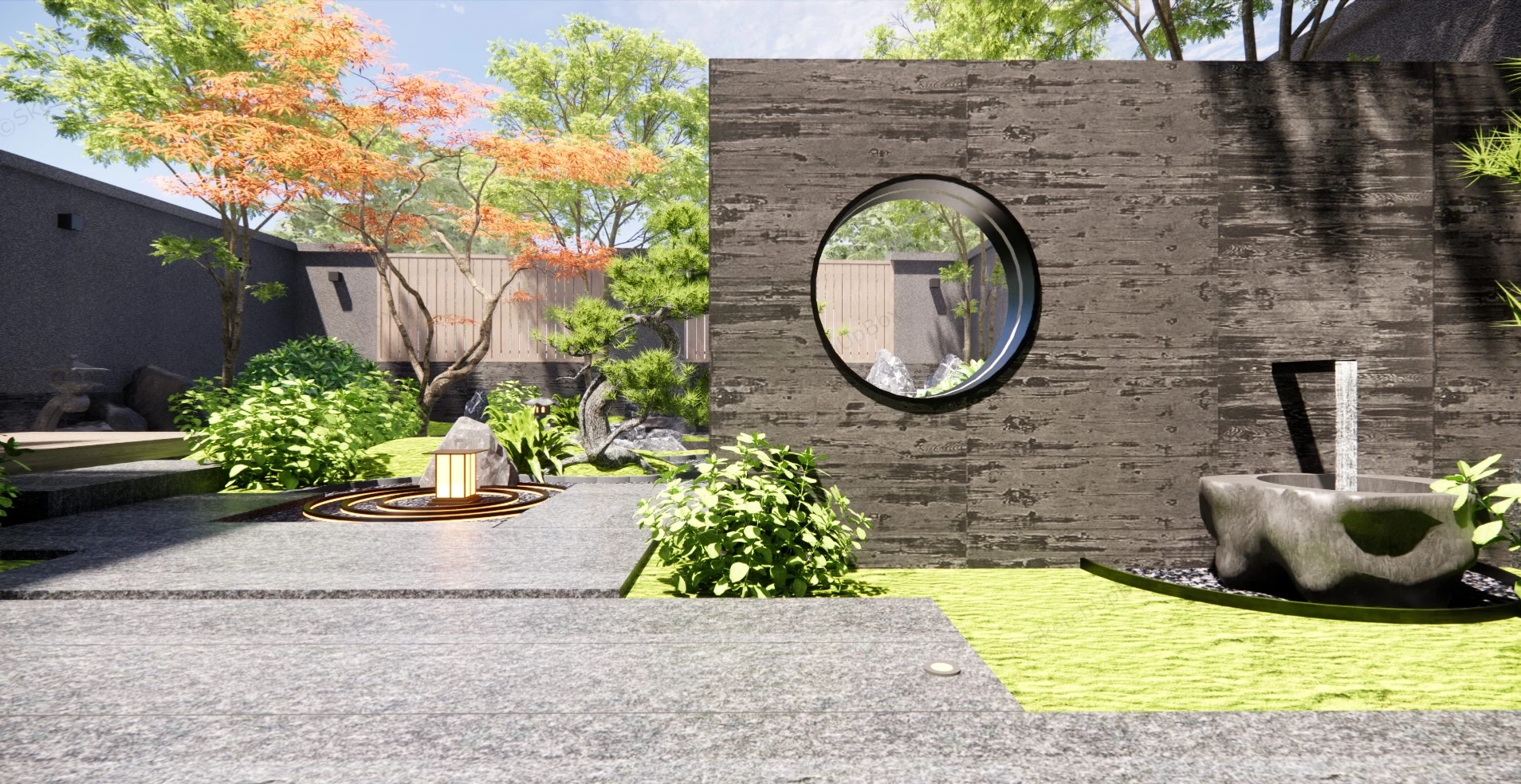 Backyard Japanese Garden Idea sketchup model preview - SketchupBox