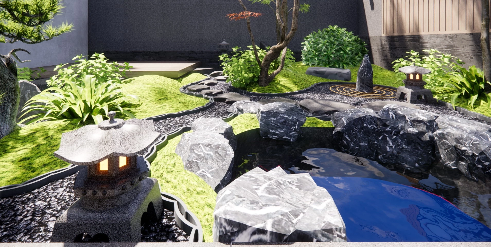Backyard Japanese Garden Idea sketchup model preview - SketchupBox