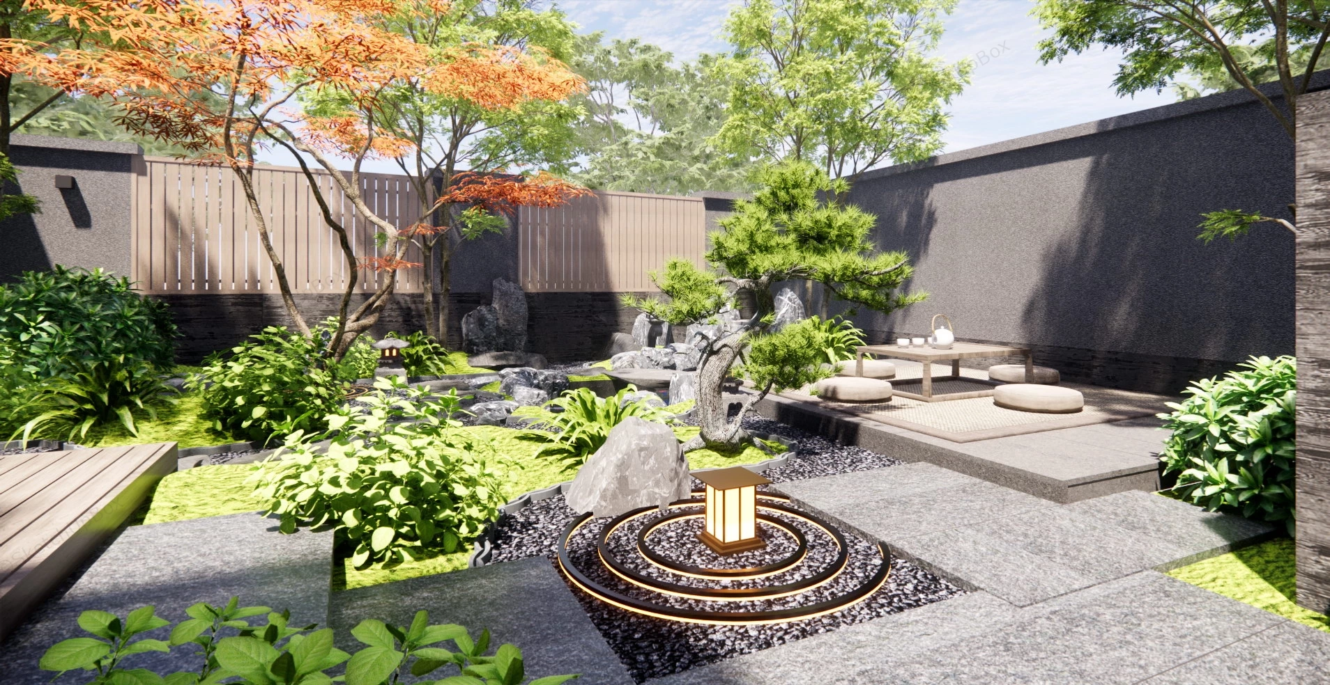 Backyard Japanese Garden Idea sketchup model preview - SketchupBox