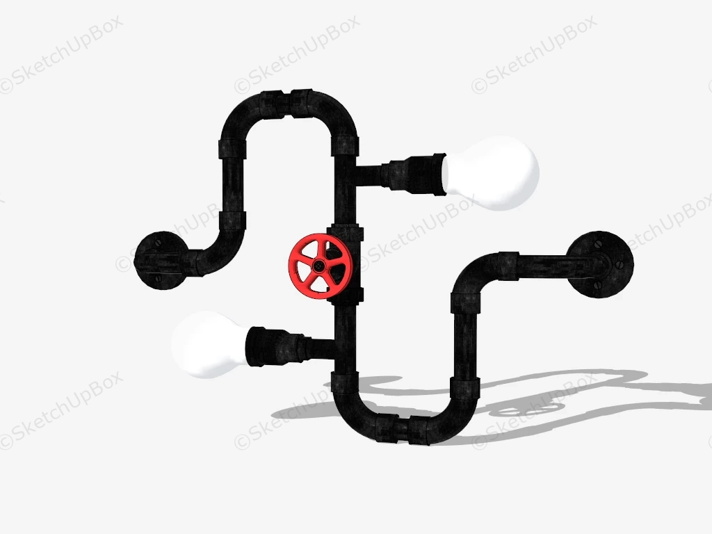Steampunk Industrial Pipe Wall Lighting sketchup model preview - SketchupBox