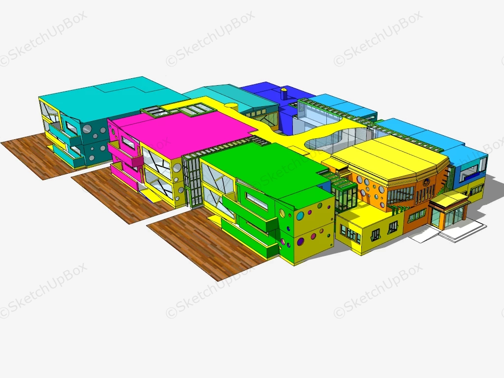 Colorful Kindergarten Architecture Design sketchup model preview - SketchupBox