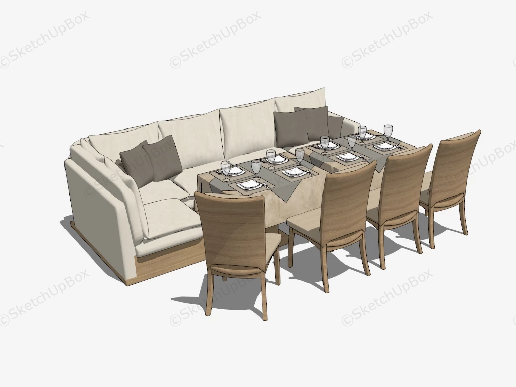 Dining Room Booth Design Idea sketchup model preview - SketchupBox