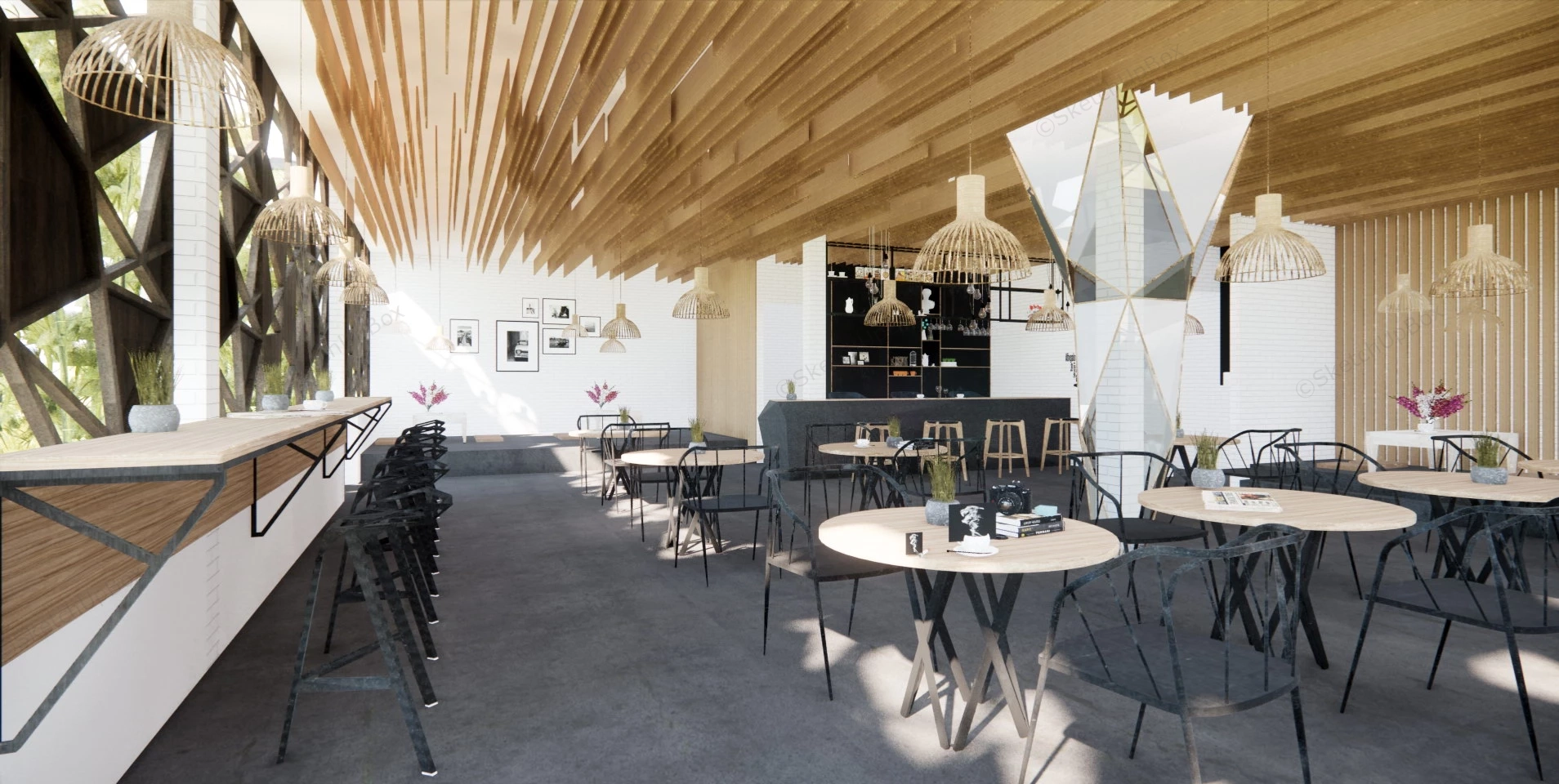 Industrial Coffee Shop Interior Design sketchup model preview - SketchupBox