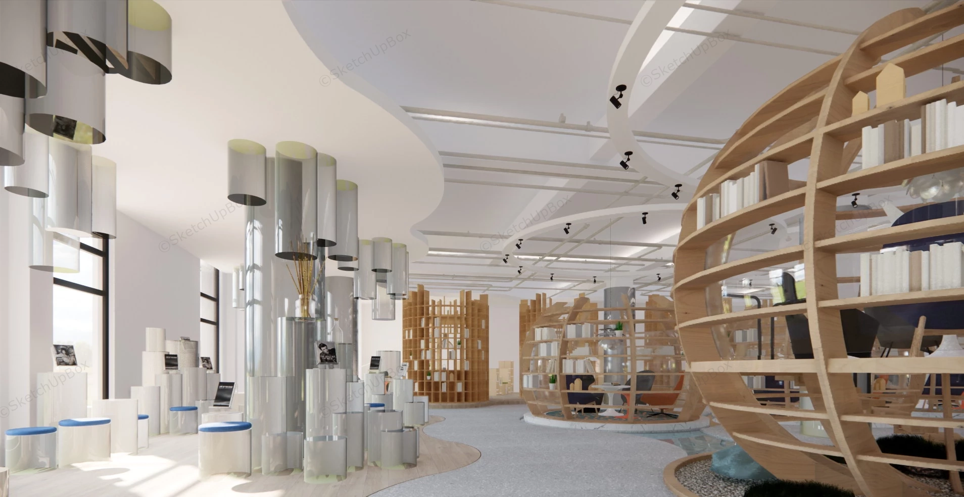 2 Story Bookstore Interior Design sketchup model preview - SketchupBox