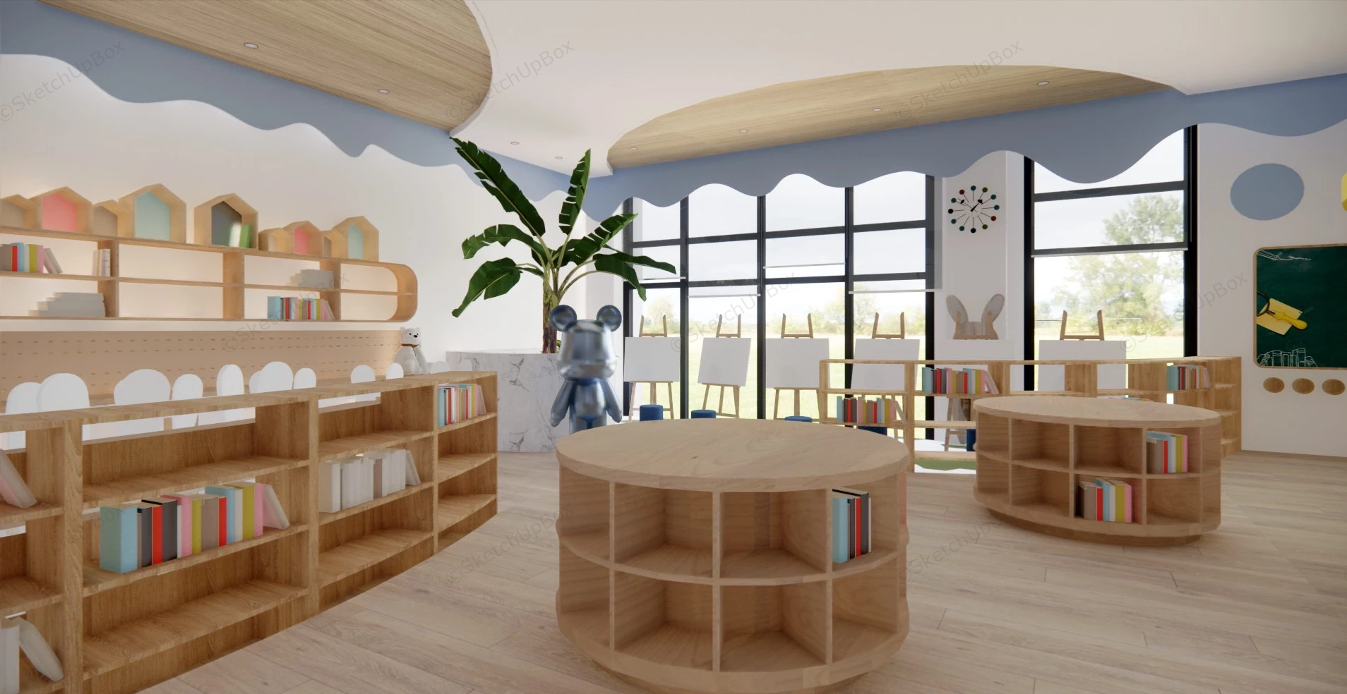 2 Story Bookstore Interior Design sketchup model preview - SketchupBox