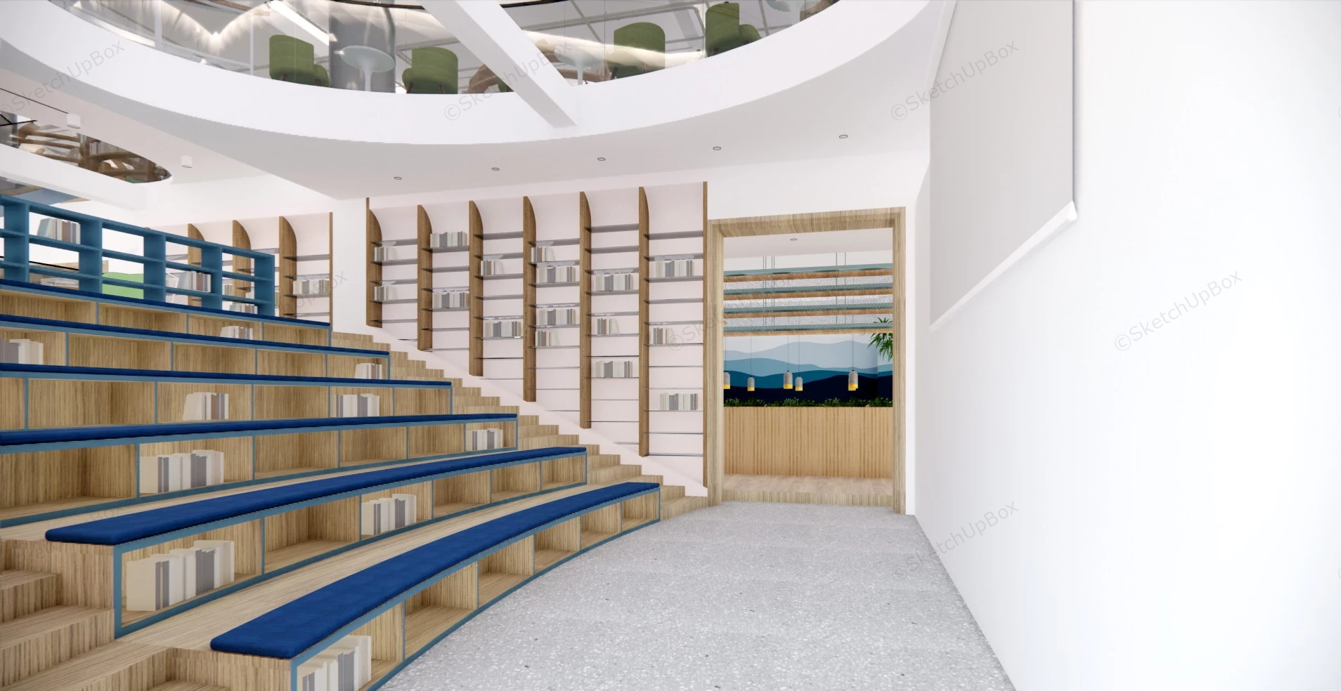 2 Story Bookstore Interior Design sketchup model preview - SketchupBox