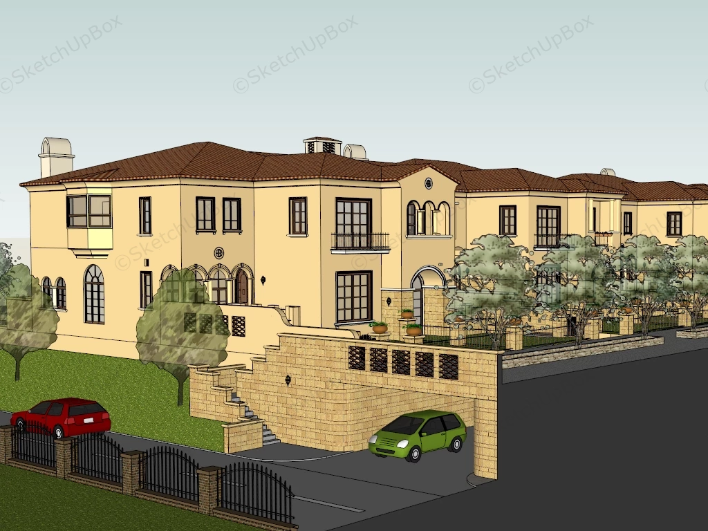 Row House Architecture sketchup model preview - SketchupBox