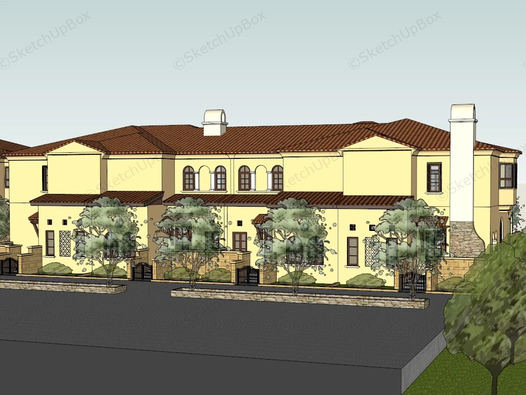 Row House Architecture sketchup model preview - SketchupBox