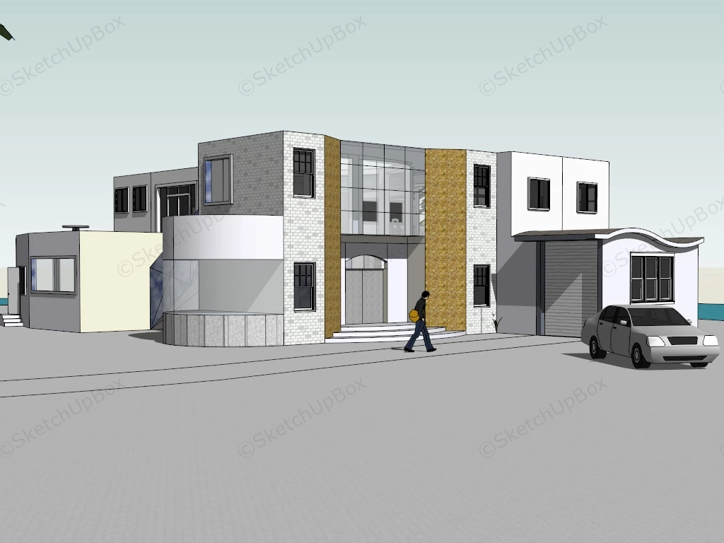 Modern Lake House Exterior sketchup model preview - SketchupBox