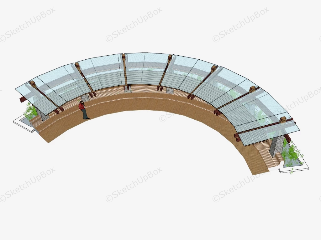 Curved Pergola With Glass Roof sketchup model preview - SketchupBox