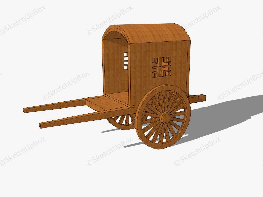 Mid Century Wooden Carriage sketchup model preview - SketchupBox