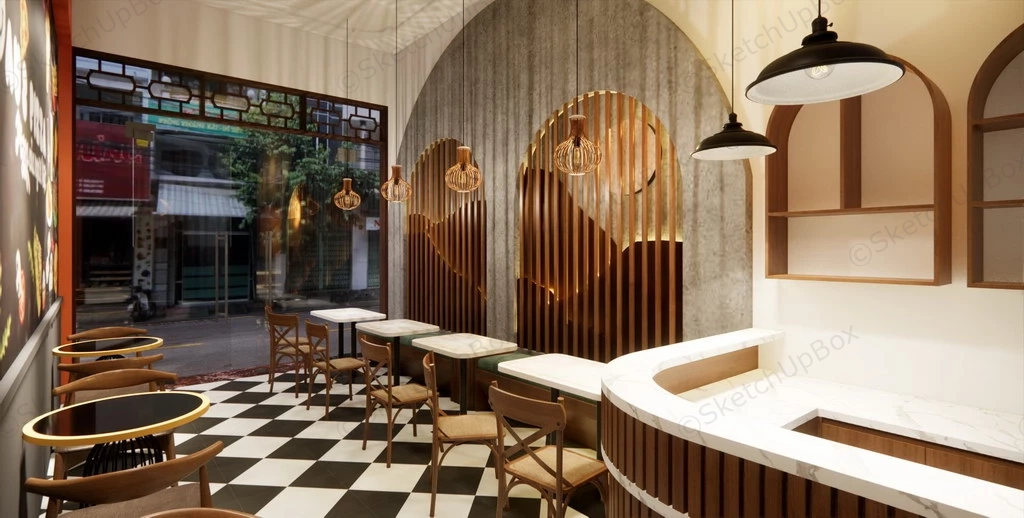 Pizza Restaurant Interior Design sketchup model preview - SketchupBox