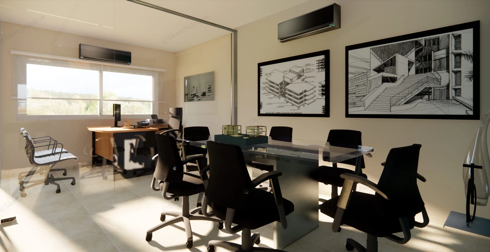 Architecture Office Interior Design sketchup model preview - SketchupBox
