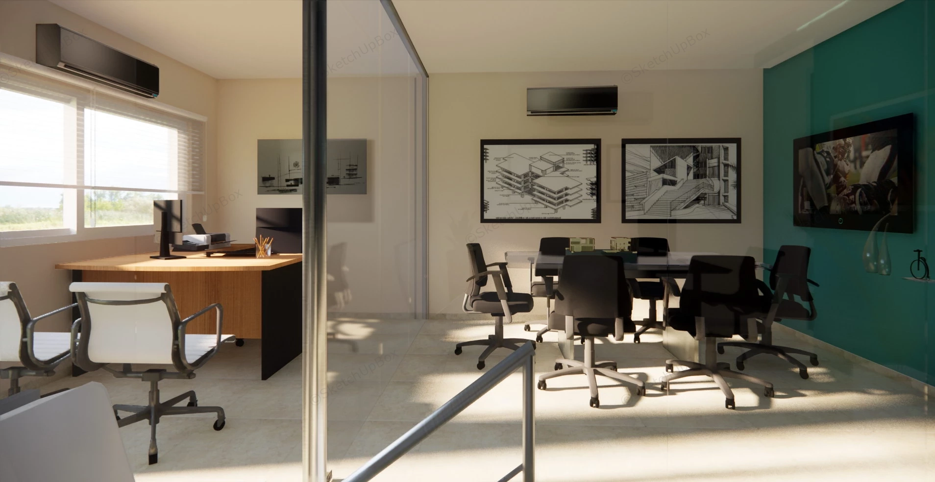 Architecture Office Interior Design sketchup model preview - SketchupBox