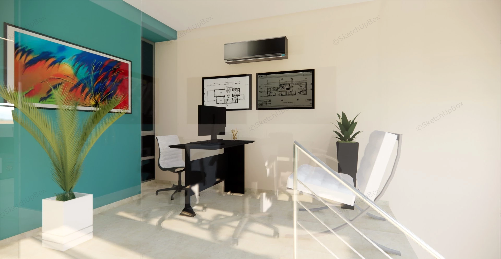Architecture Office Interior Design sketchup model preview - SketchupBox