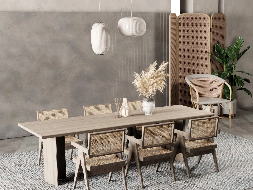 Dining Room With Accent Wall Idea sketchup model preview - SketchupBox