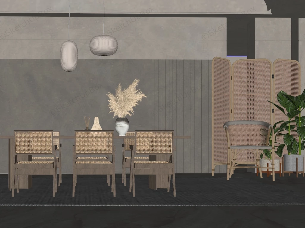 Dining Room With Accent Wall Idea sketchup model preview - SketchupBox