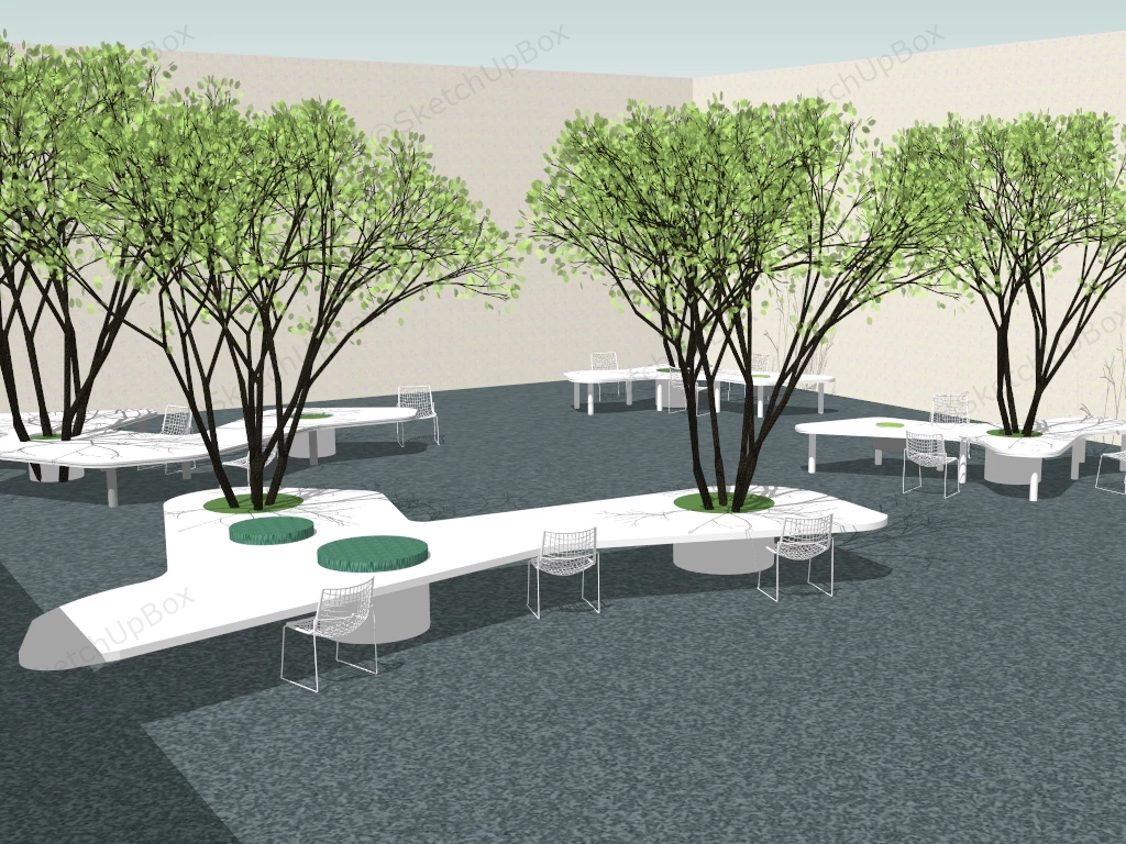 Urban Park Tree Bench Design sketchup model preview - SketchupBox