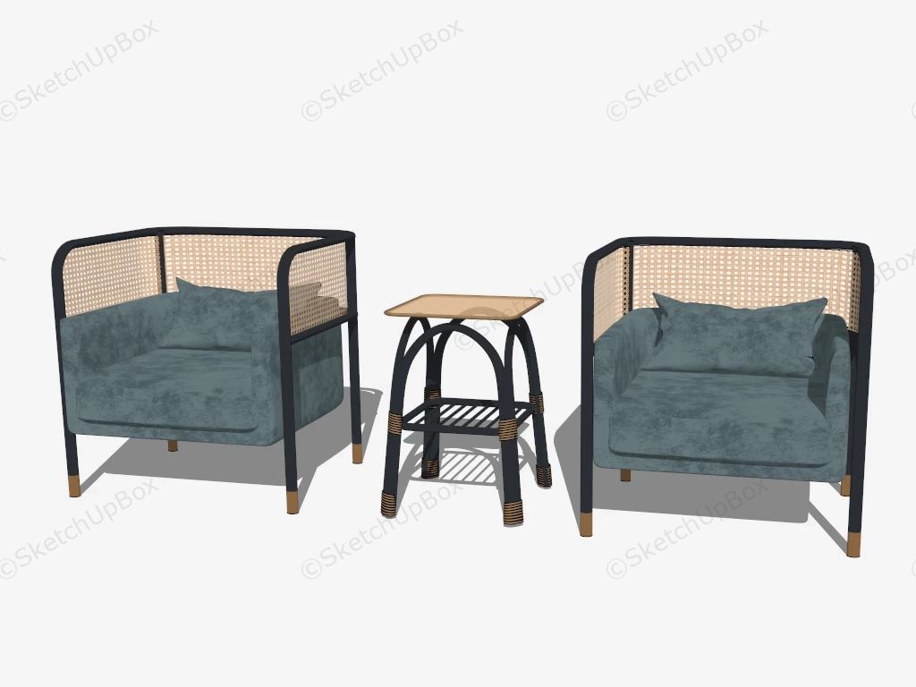 Bamboo Accent Chair And Table sketchup model preview - SketchupBox