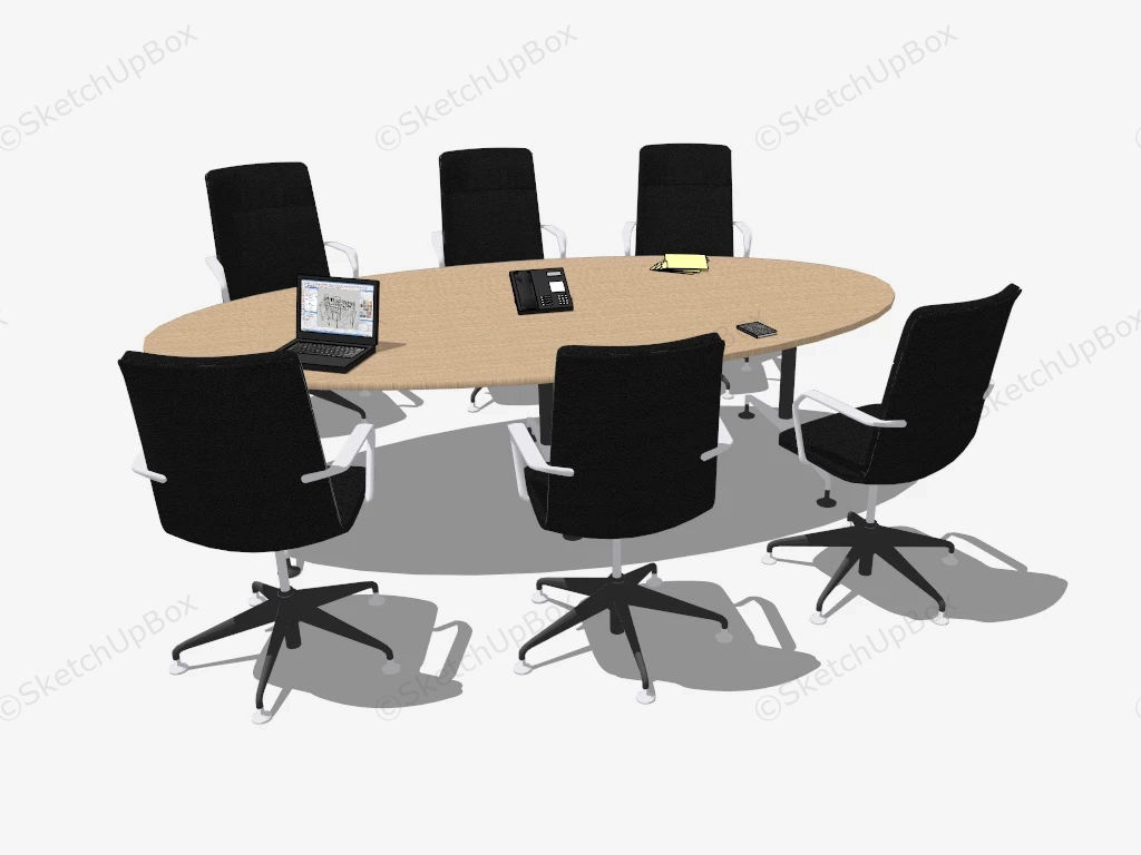 Small Oval Conference Table With Chairs sketchup model preview - SketchupBox