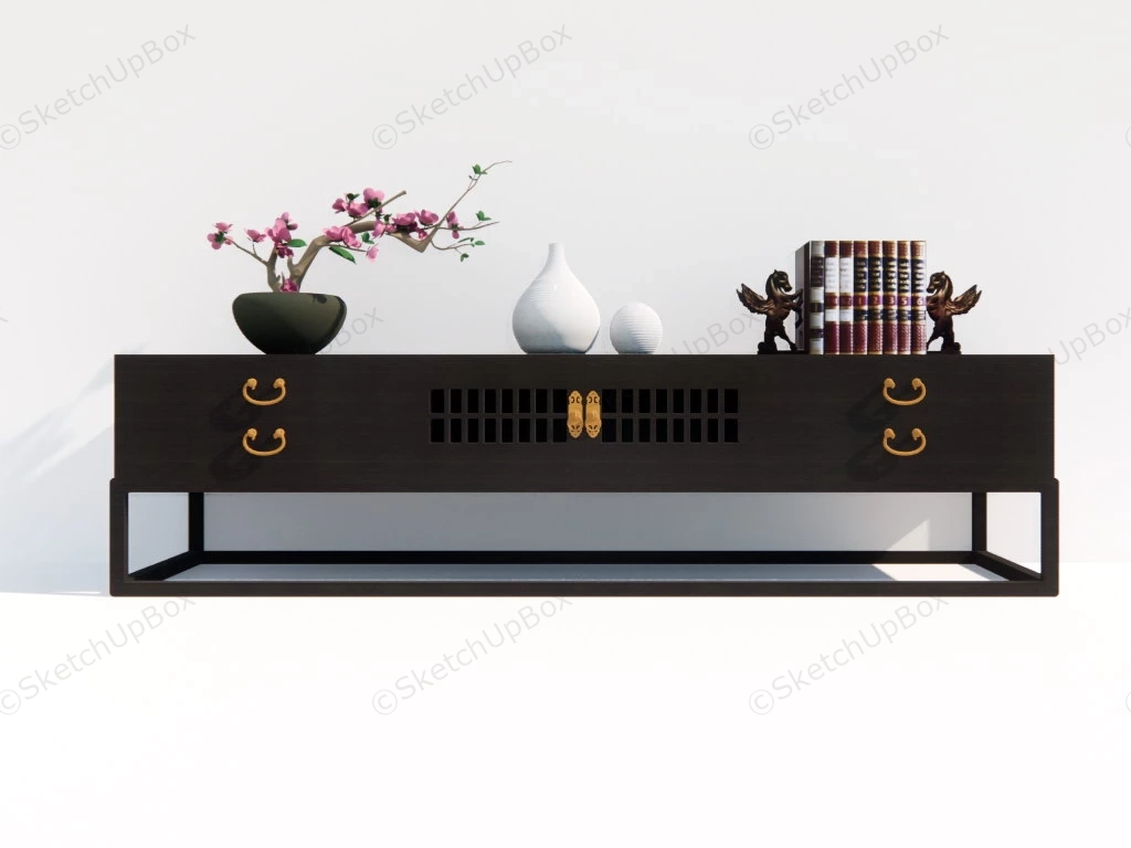 Oriental Style Tv Cabinet sketchup model preview - SketchupBox