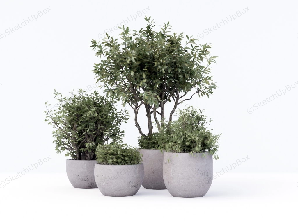 Large Concrete Tree Planters sketchup model preview - SketchupBox