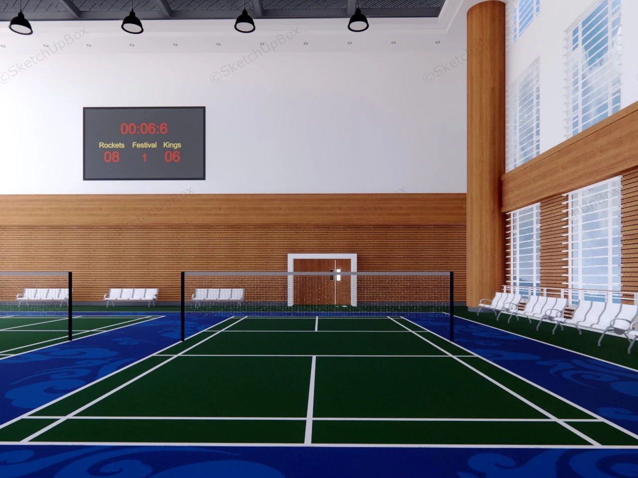 Indoor Badminton Courts sketchup model preview - SketchupBox