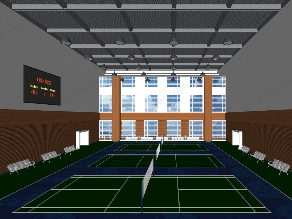 Indoor Badminton Courts sketchup model preview - SketchupBox
