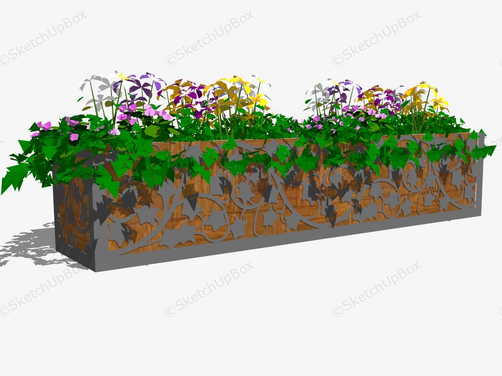 Wooden Raised Garden Bed Planter sketchup model preview - SketchupBox