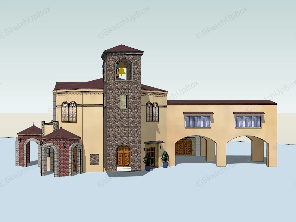 Romanesque Church Architecture sketchup model preview - SketchupBox