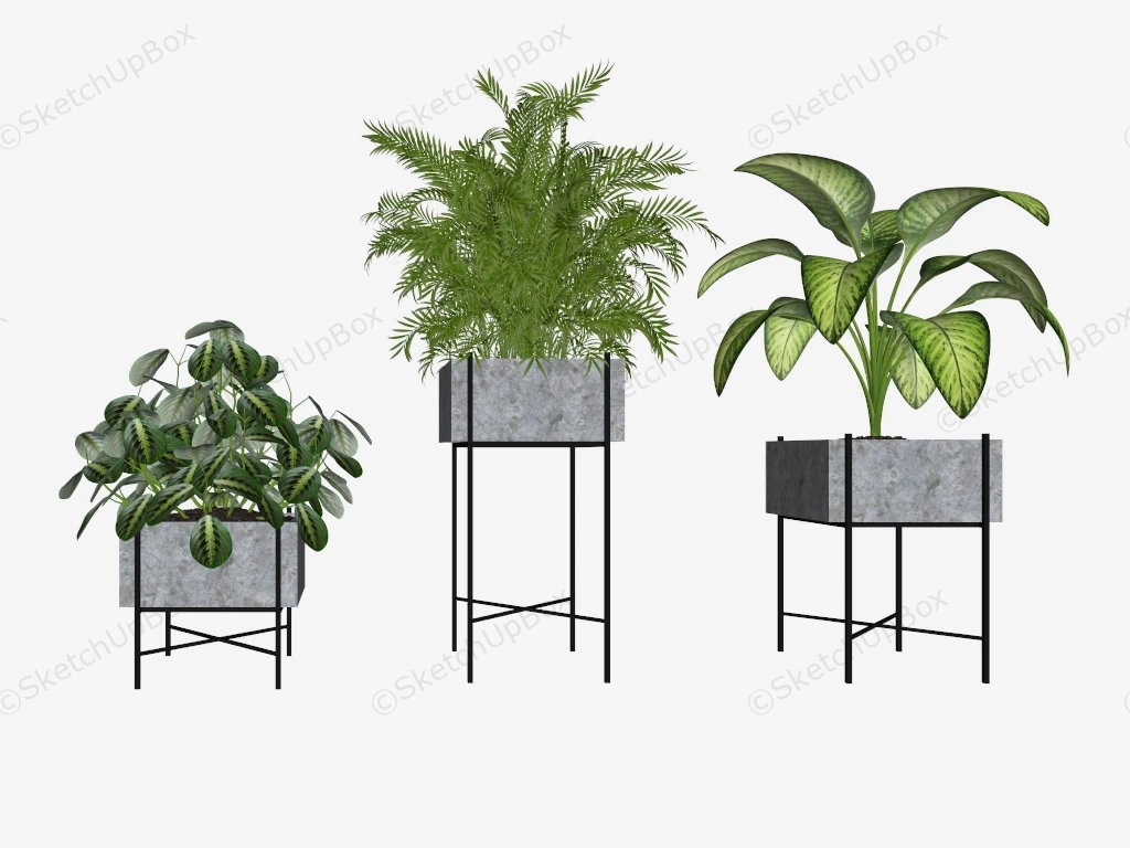 Large Concrete Planter With Stand sketchup model preview - SketchupBox