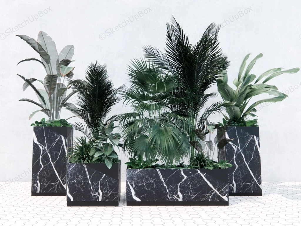 Rectangular Marble Planter Collection sketchup model preview - SketchupBox
