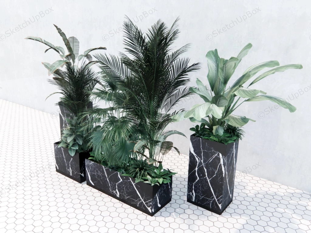 Rectangular Marble Planter Collection sketchup model preview - SketchupBox