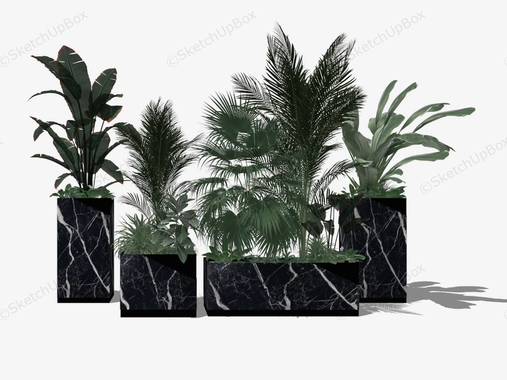 Rectangular Marble Planter Collection sketchup model preview - SketchupBox