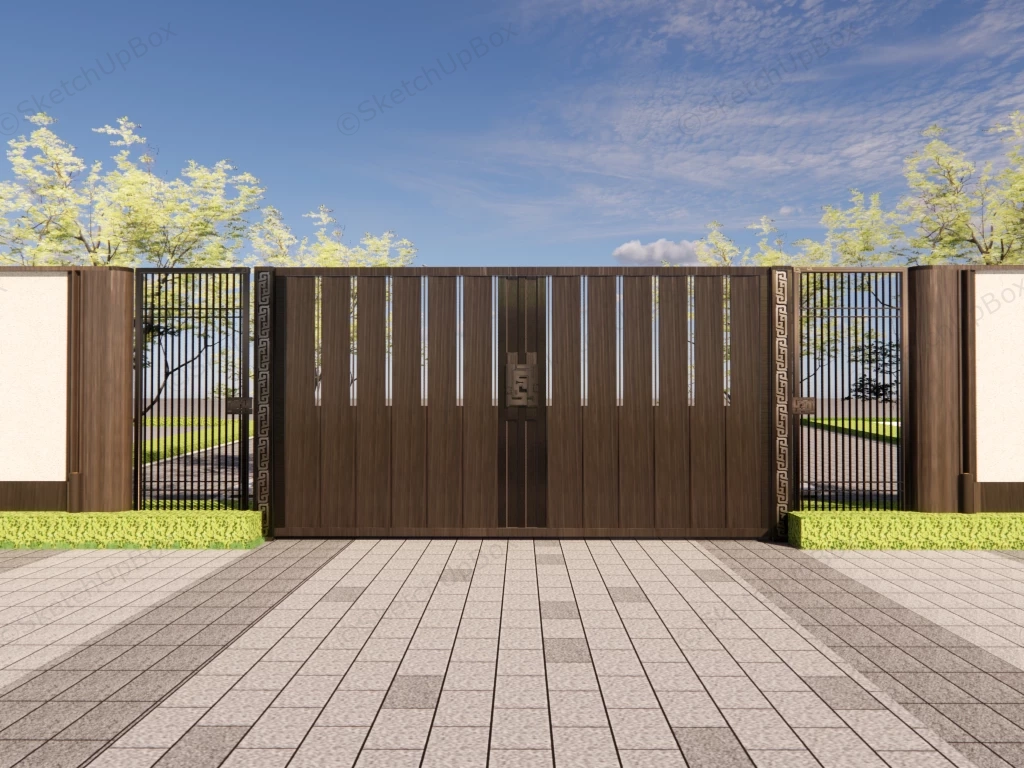 Traditional Style Driveway Gate sketchup model preview - SketchupBox