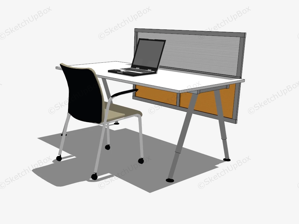 Computer Desk With Privacy Screen sketchup model preview - SketchupBox