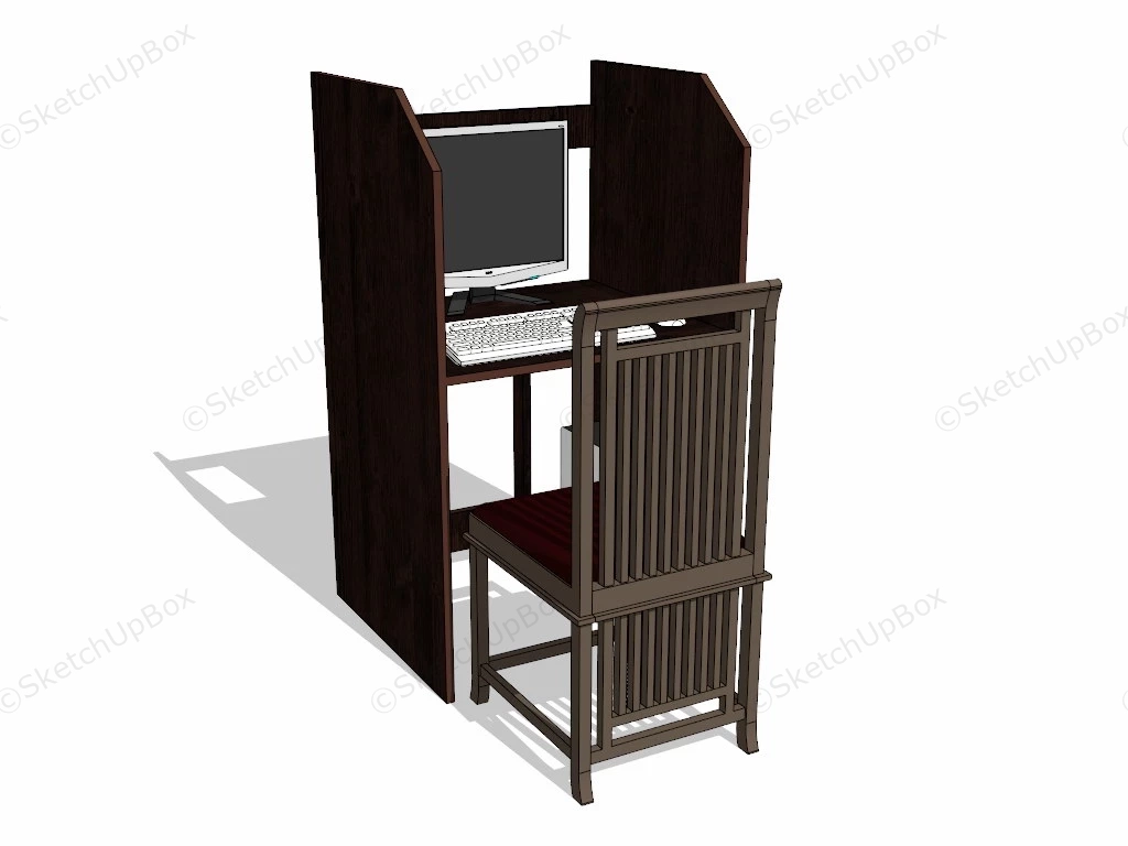 Computer Carrel Desk sketchup model preview - SketchupBox