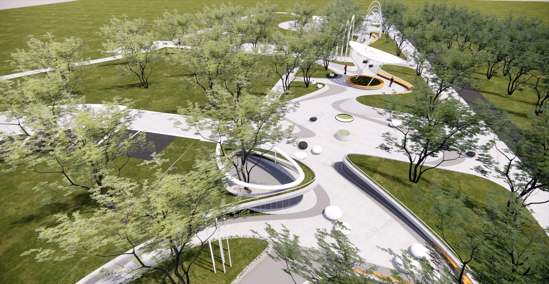 Urban Green Spaces Landscaping Idea sketchup model preview - SketchupBox