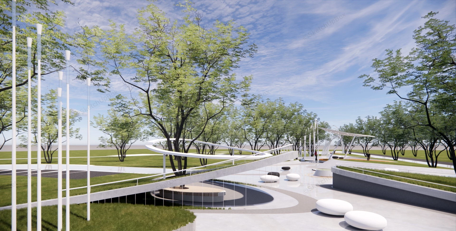 Urban Green Spaces Landscaping Idea sketchup model preview - SketchupBox