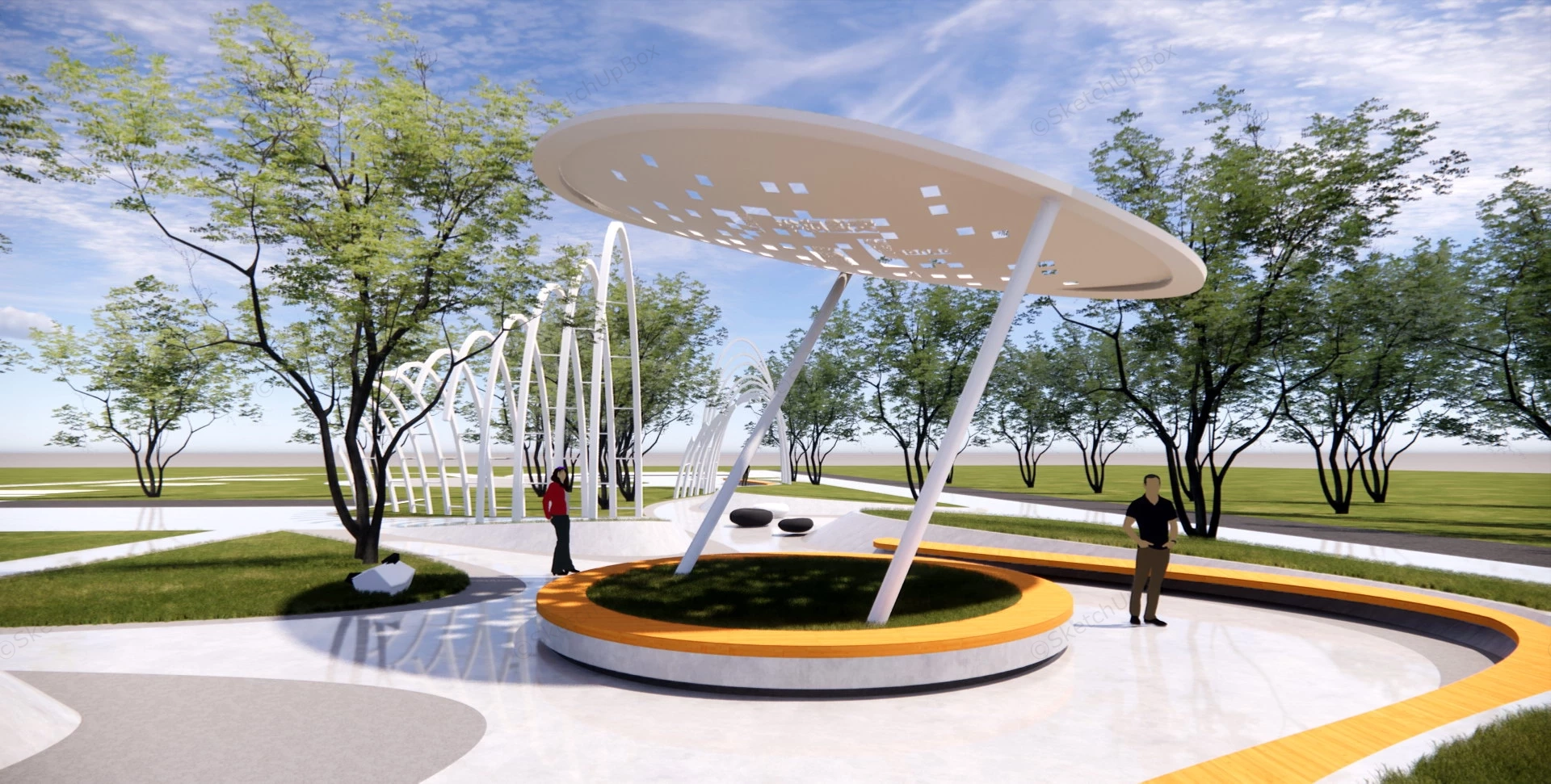 Urban Green Spaces Landscaping Idea sketchup model preview - SketchupBox